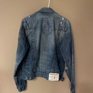 True Religion Mens distressed denim jacket